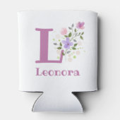 Leonora Naam met een bloemendesign Blikjeskoeler (Achterkant)