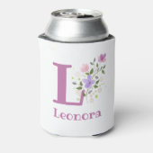 Leonora Naam met een bloemendesign Blikjeskoeler (Blikje Achterkant)