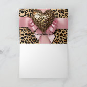 Leooard Roze Lint Valentijnsdag Hart Kaart (Binnen)