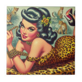  Leopar Print Pin Up Tegeltje (Voorkant)