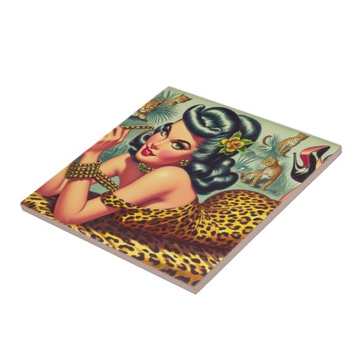  Leopar Print Pin Up Tegeltje (Zijkant)