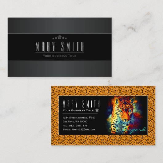 Leopard 名刺 visitekaartje (Voorkant / Achterkant)