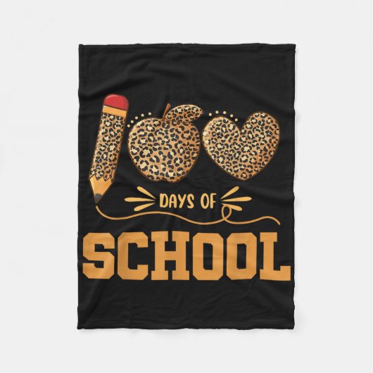 Leopard 100 dagen school 100e dag leraren Pupi Fleece Deken (Voorkant)