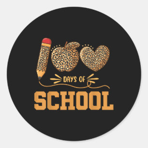 Leopard 100 dagen school 100e dag leraren Pupi Ronde Sticker