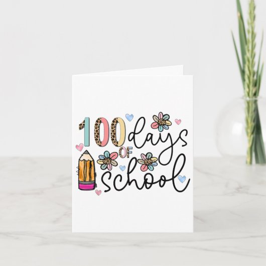Leopard 100 Dagen School Schattigee Potlood Lerare Kaart (Voorkant)