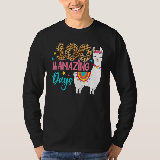 Leopard 100 Llamazing Days Llama Teacher 100th Day T-shirt (Voorkant)