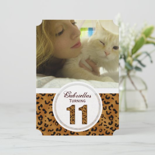 Leopard 11e verjaardag: Afbeelding:partijuitnodigi Kaart (Staand voorkant)