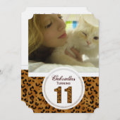 Leopard 11e verjaardag: Afbeelding:partijuitnodigi Kaart (Voorkant / Achterkant)
