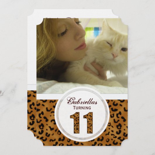 Leopard 11e verjaardag: Afbeelding:partijuitnodigi Kaart (Voorkant / Achterkant)