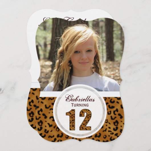 Leopard 12e verjaardag: Afbeelding:partijuitnodigi Kaart (Voorkant / Achterkant)