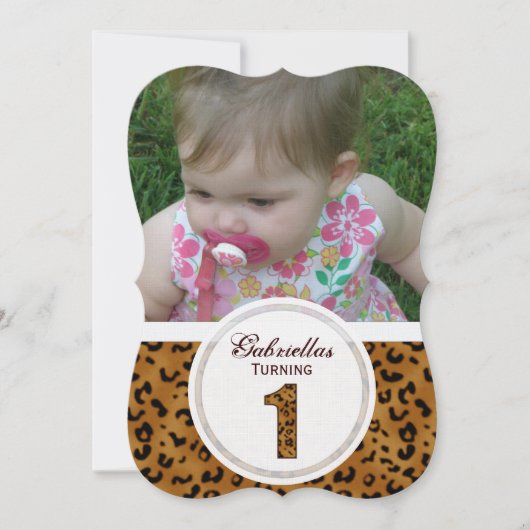 Leopard 1st Birthday: Afbeelding:partijuitnodiging Kaart (Voorkant)