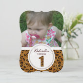 Leopard 1st Birthday: Afbeelding:partijuitnodiging Kaart (Staand voorkant)