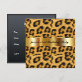 Leopard 21st Birthday Party Invitation Kaart (Voorkant / Achterkant)