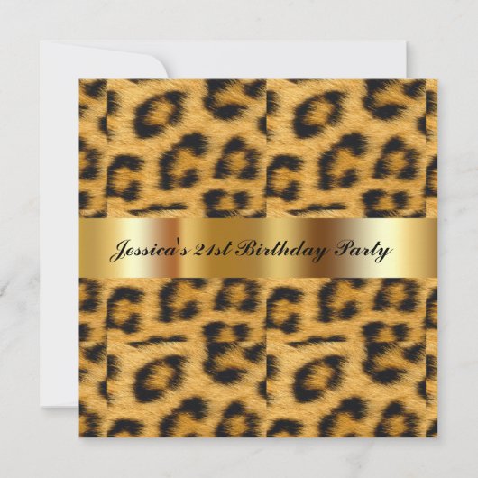 Leopard 21st Birthday Party Invitation Kaart (Voorkant)