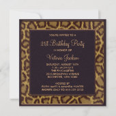 Leopard 21st Birthday Party Invitation Kaart (Voorkant)