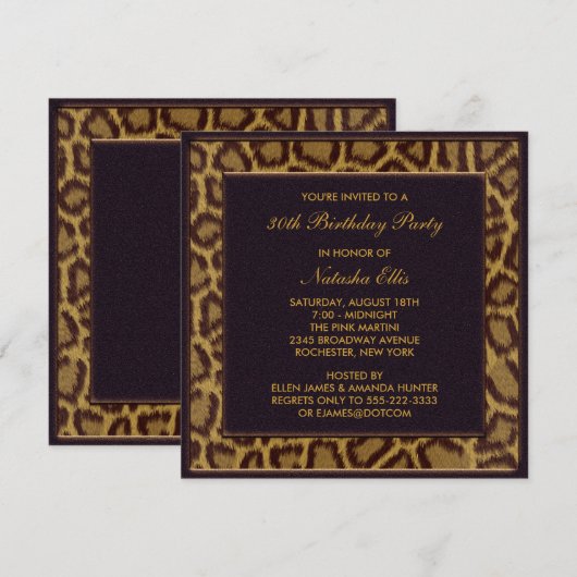 Leopard 30e verjaardag uitnodigingen (Voorkant / Achterkant)
