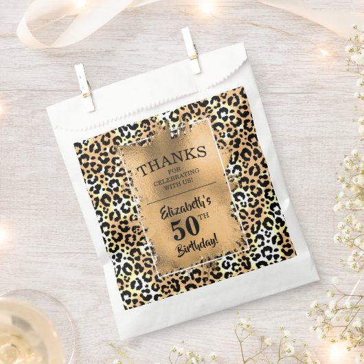 Leopard 50th Birthday Party Bedankzakje (Geknipt)