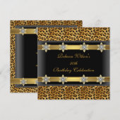 Leopard 50th Birthday Party Elegant Gold Black Kaart (Voorkant / Achterkant)