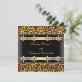 Leopard 50th Birthday Party Elegant Gold Black Kaart (Staand voorkant)