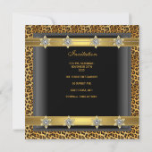 Leopard 50th Birthday Party Elegant Gold Black Kaart (Achterkant)