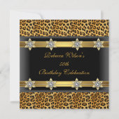Leopard 50th Birthday Party Elegant Gold Black Kaart (Voorkant)