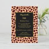 Leopard 50th Birthday Party Gold Black Kaart (Staand voorkant)