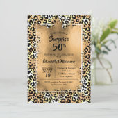Leopard 50th Birthday Party Invitations (Staand voorkant)