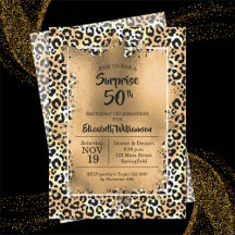 Leopard 50th Birthday Party Invitations