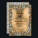 Leopard 50th Birthday Party Kaart<br><div class="desc">Elegant luipaard print is voorzien van gouden nep folie en je verjaardagsgegevens in een briefje voor ELKE verjaardag van de LEEFTIJD. COÖRDINERENDE objecten die in onze winkel beschikbaar zijn.</div>