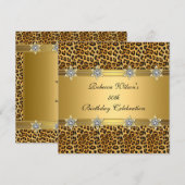 Leopard 50th Birthday Party Rich Elegant Gold Kaart (Voorkant / Achterkant)