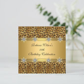 Leopard 50th Birthday Party Rich Elegant Gold Kaart (Staand voorkant)