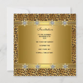 Leopard 50th Birthday Party Rich Elegant Gold Kaart (Achterkant)