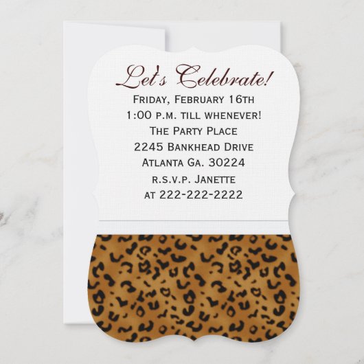 Leopard 5th Birthday: Afbeelding:partijuitnodiging Kaart (Achterkant)