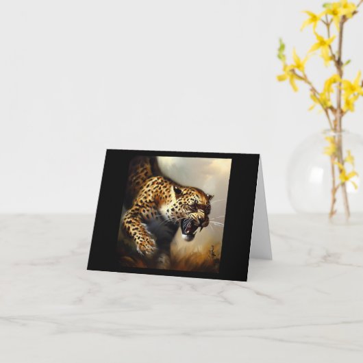 Leopard (8) Wilde kat Kaart (Gele Bloem)