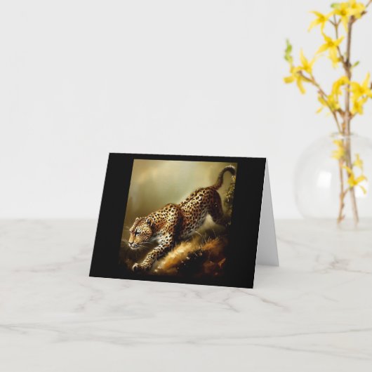 Leopard (9) Wilde kat Kaart (Gele Bloem)