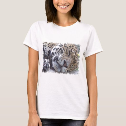 Leopard Afbeelding Dames uitgerust met T-shirt (Voorkant)