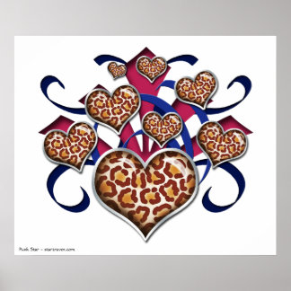 Leopard-afdruk maakt roze en blauw Burst-Poster Poster