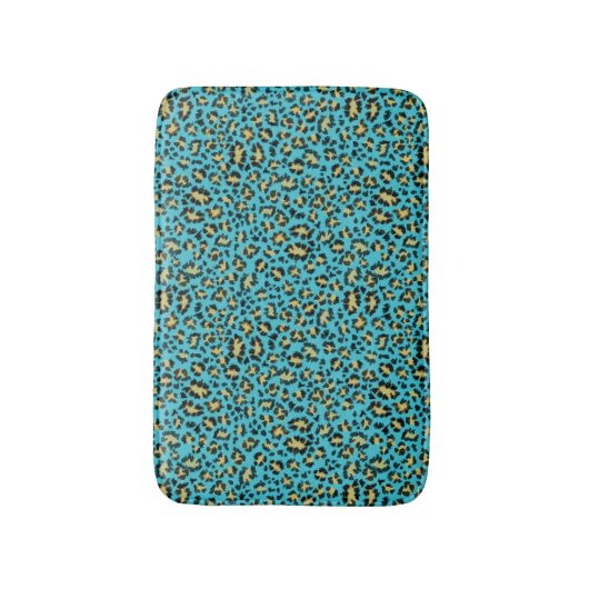 Leopard-afdruk op lui blauw badmat (Voorkant Verticaal)