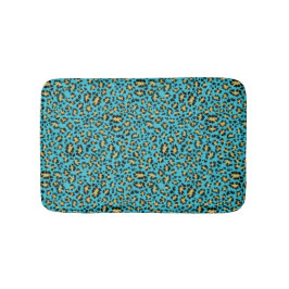 Leopard-afdruk op lui blauw badmat