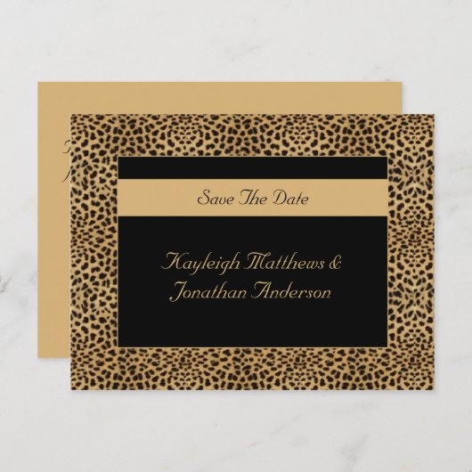 Leopard-afdruk slaat de datum op aankondigingskaart (Voorkant / Achterkant)