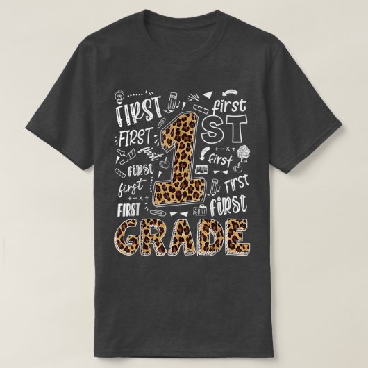 Leopard Afdrukken 1e graad Leraar Kind Terug naar T-shirt (Design voorkant)