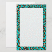 Leopard Afdrukken/blauwgroen/achtergrondkleur toev Briefpapier (Voorkant / Achterkant)