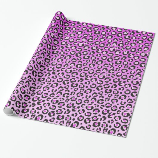 Leopard-afdrukken op de oldschool in roze en wit cadeaupapier (Uitgerold)