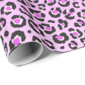 Leopard-afdrukken op de oldschool in roze en wit cadeaupapier (Rol Hoek)