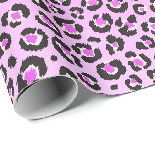 Leopard-afdrukken op de oldschool in roze en wit cadeaupapier (Rol Hoek)