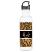 Leopard Afdrukken U monogram initiaal Water Fles (Voorkant)