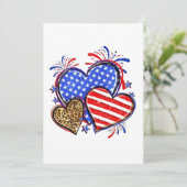 Leopard American Flag Heart 4 juli Verenigde State Aankondiging (Staand voorkant)