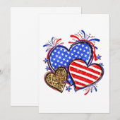 Leopard American Flag Heart 4 juli Verenigde State Aankondiging (Voorkant / Achterkant)
