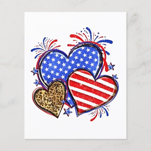 Leopard American Flag Heart 4 juli Verenigde State Flyer (Voorkant)