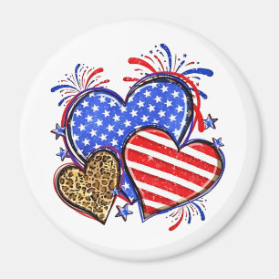 Leopard American Flag Heart 4 juli Verenigde State Magneet